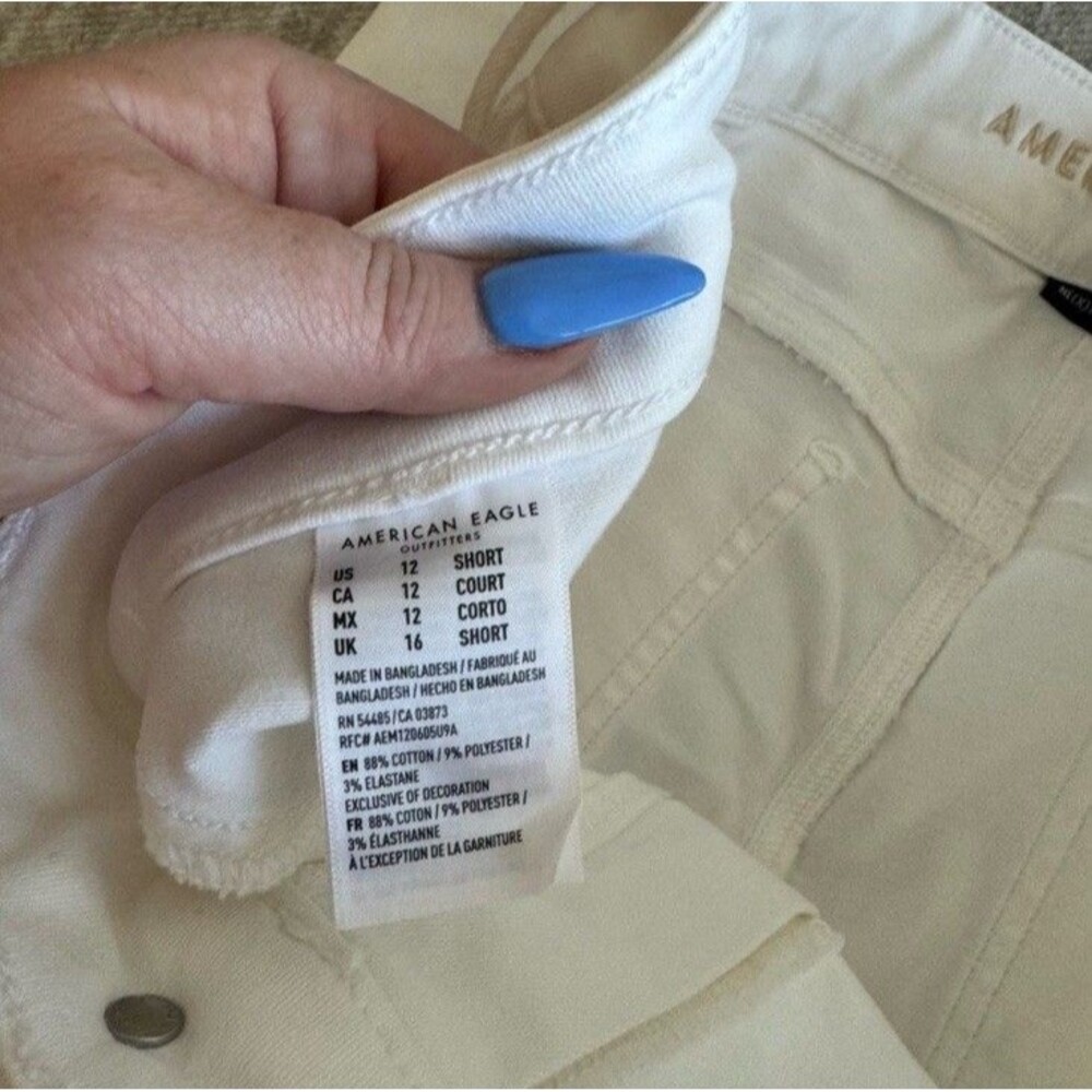 American Eagle Next Level Stretch Women's High Rise Skinny Jeans White 12 Short - Picture 5 of 6